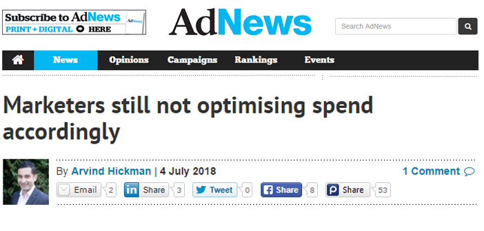 In the Press: Marketers still not optimising spend accordingly