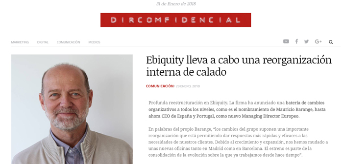In the Press: Ebiquity lleva a cabo una reorganización interna de calado